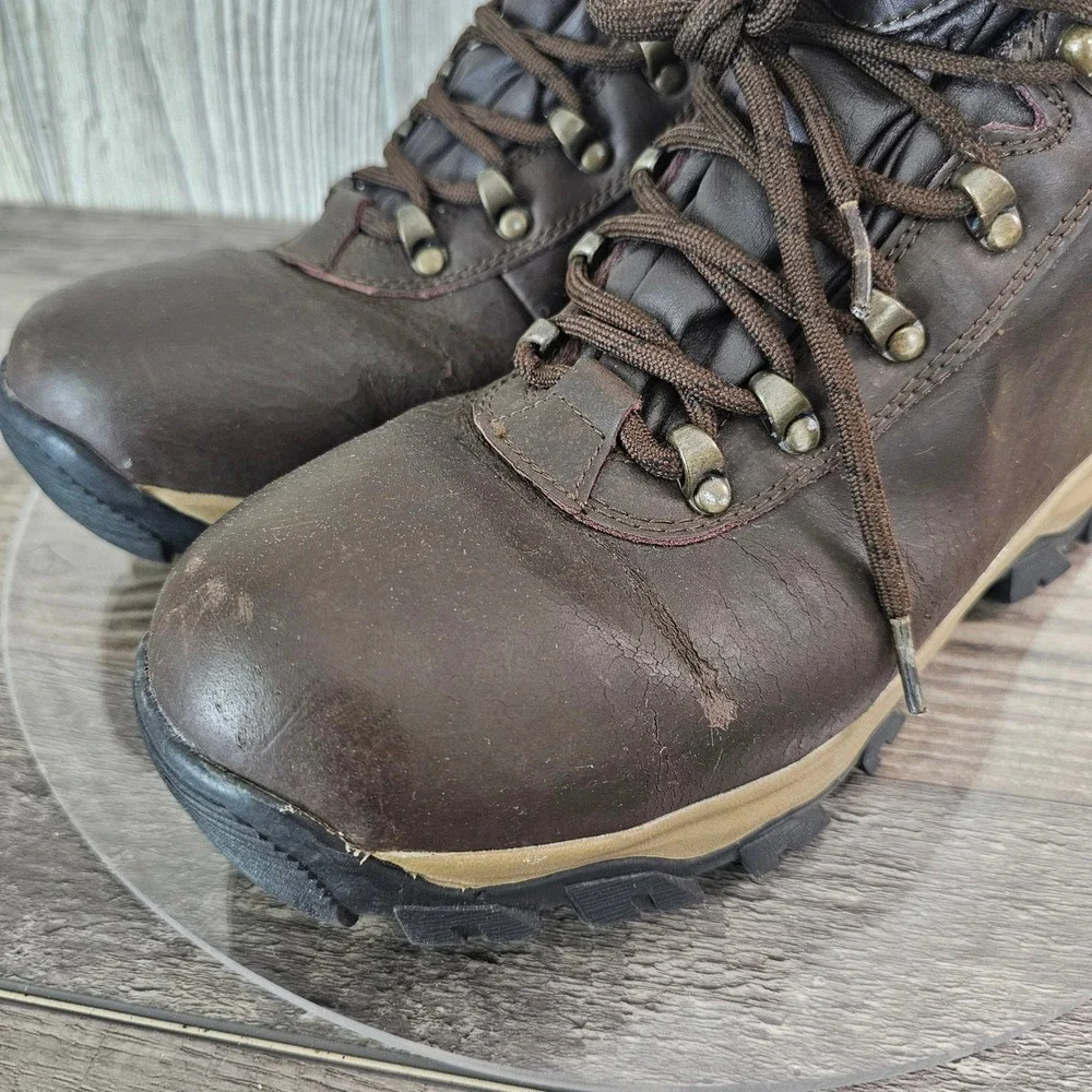 Lands'‎ End Men's 8.5 Waterproof Leather Hiking Boots Brown Outdoor Trail Grunge